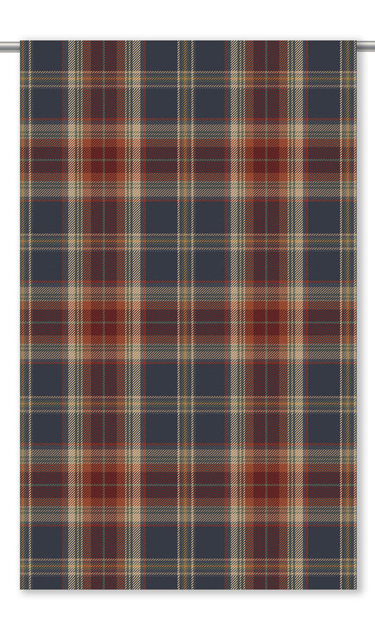 Plaid Velvet Home Decor Fabric By the Yard (Red/ Navy Blue)
