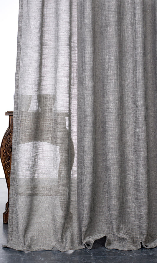 Textured Sheer Window Curtains (Stone Gray)