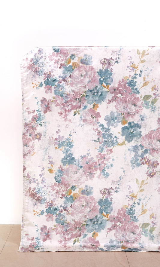 Floral Home Decor Fabric Sample (Pink/ Lilac/ Blue/ White)