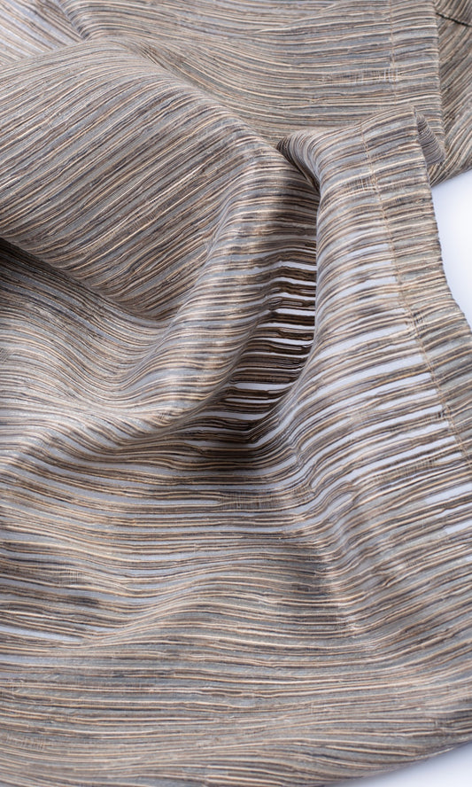 Striped Sheer Home Decor Fabric Sample (Mocha Brown)