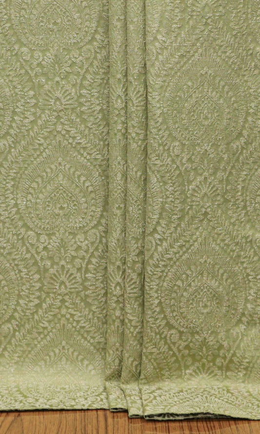 Textured Floral Window Curtains (Green)