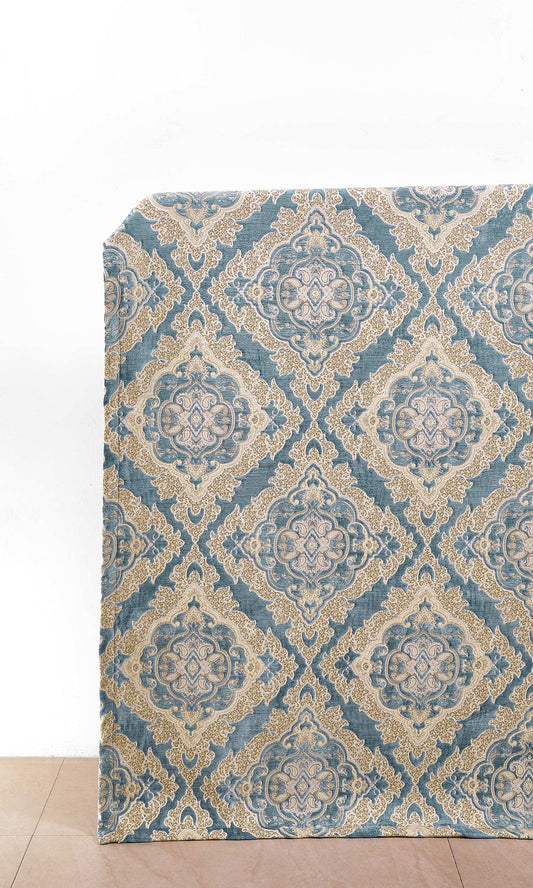 Damask Velvet Home Decor Fabric Sample (Beige/ Brown/ Blue)