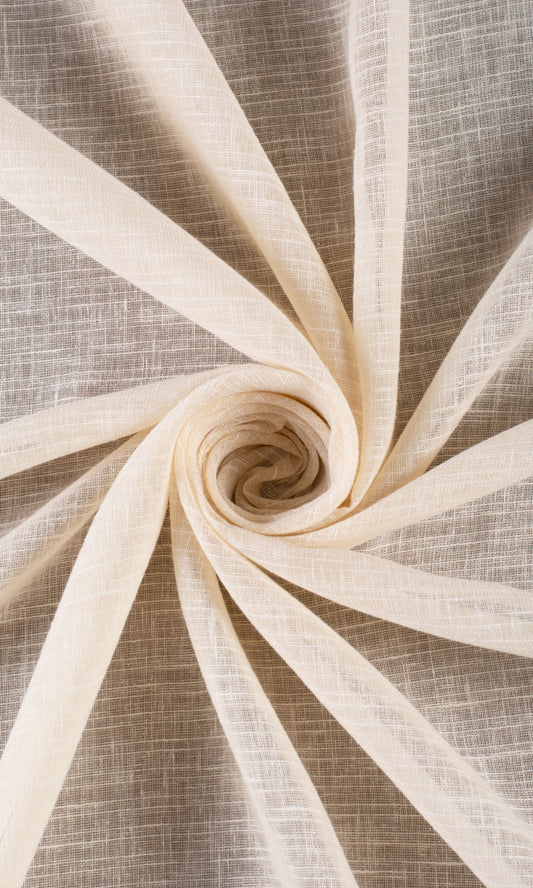 Plain Textured Sheer Curtain Panels (Pale Beige)