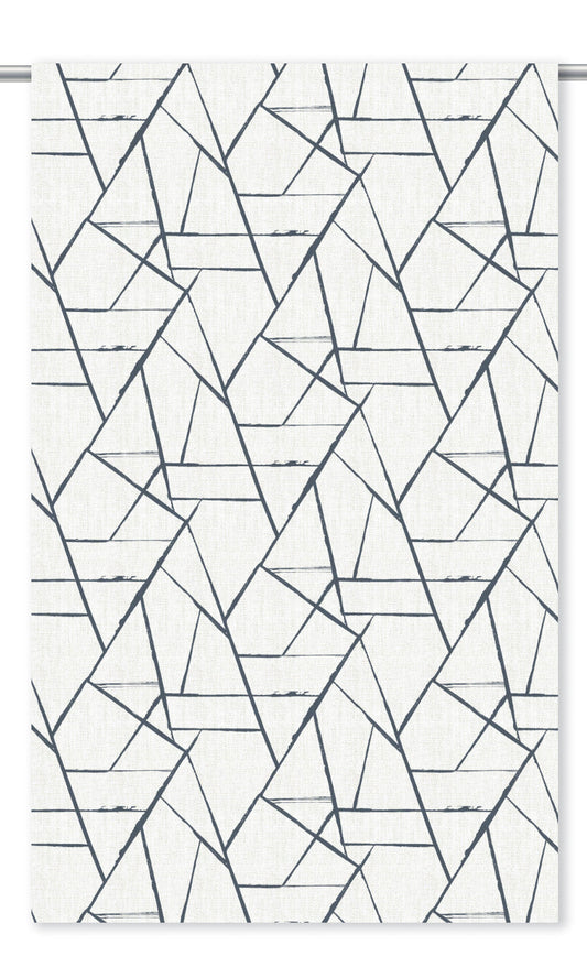 Abstract Print Home Decor Fabric Sample (Navy Blue/ White)