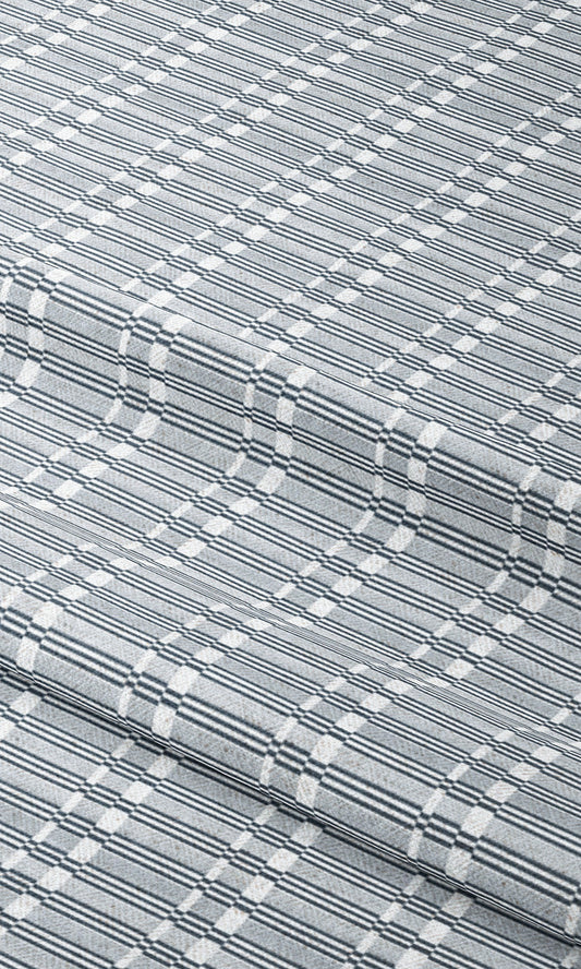 Rattan Striped Home Decor Fabric By the Yard (Navy Blue/ White)