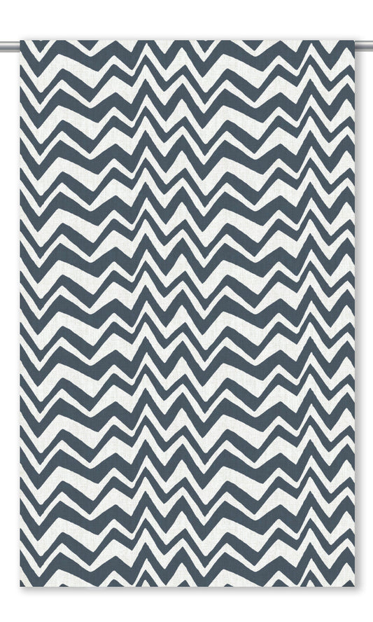 Chevron/ Zig Zag Print Home Decor Fabric Sample (Navy Blue/ White)