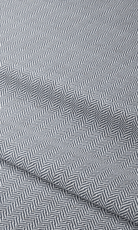 Herringbone Home Decor Fabric By the Yard (Navy Blue/ White)