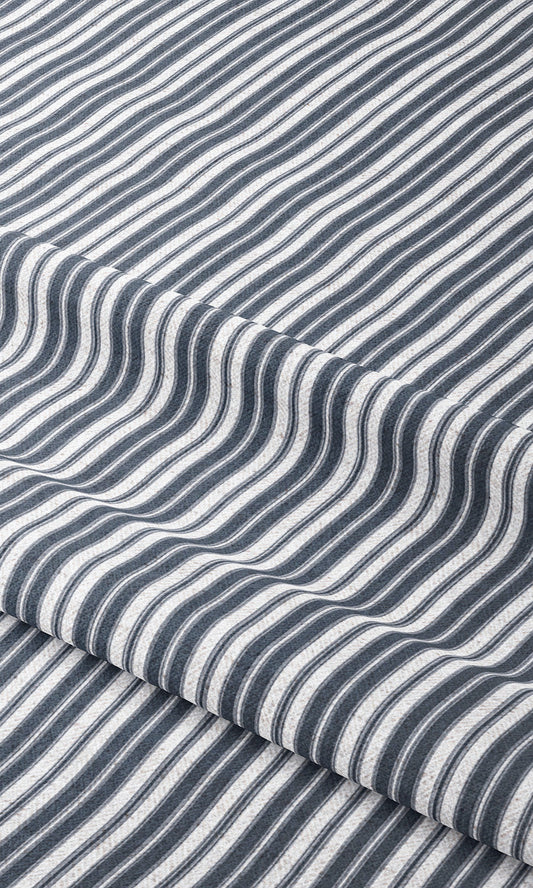 Ticking Stripe Home Decor Fabric Sample (Navy Blue/ White)