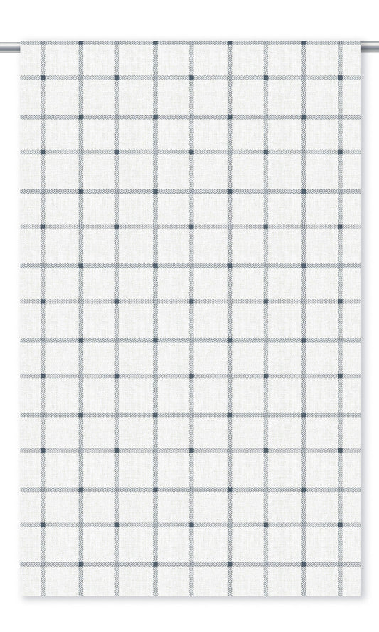Tattersall Checkered Window Shades (Navy Blue/ White)