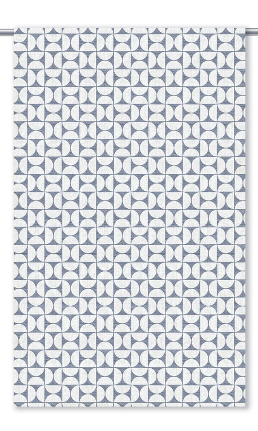 Geometric Print Home Decor Fabric Sample (Navy Blue/ White)