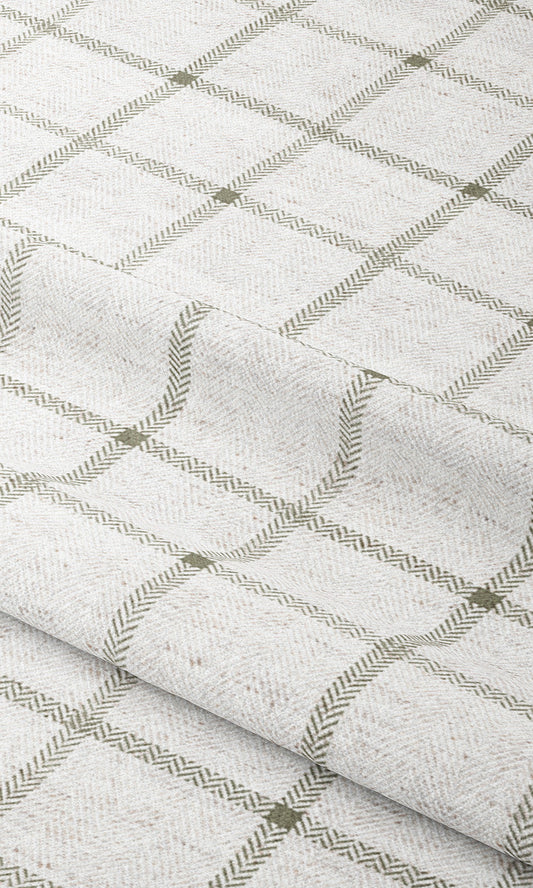 Tattersall Checkered Window Curtains (Moss Green/ White)