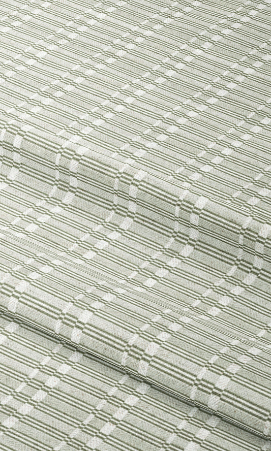 Rattan Striped Home Decor Fabric Sample (Moss Green/ White)