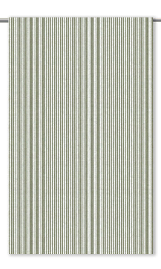 Ticking Stripe Drapes (Moss Green/ White)