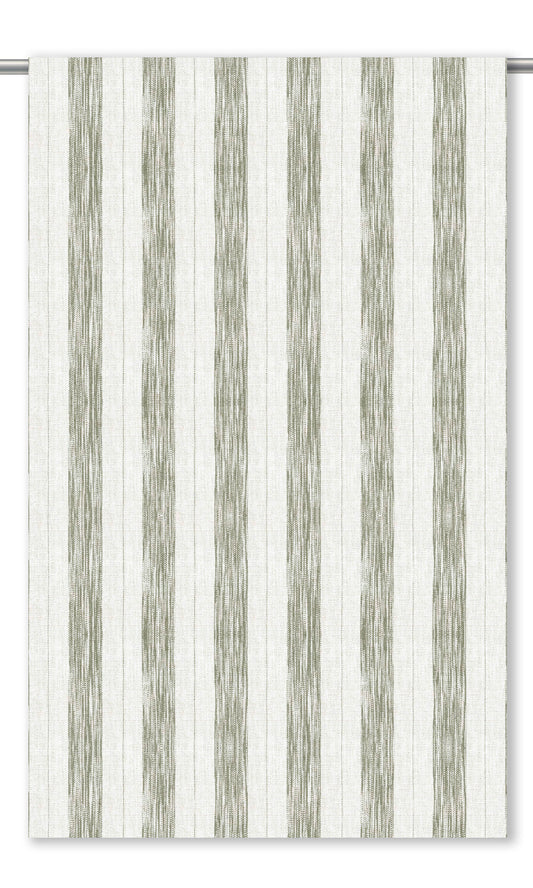 Faded-Effect Awning Stripes Home Decor Fabric By the Yard (Moss Green/ White)