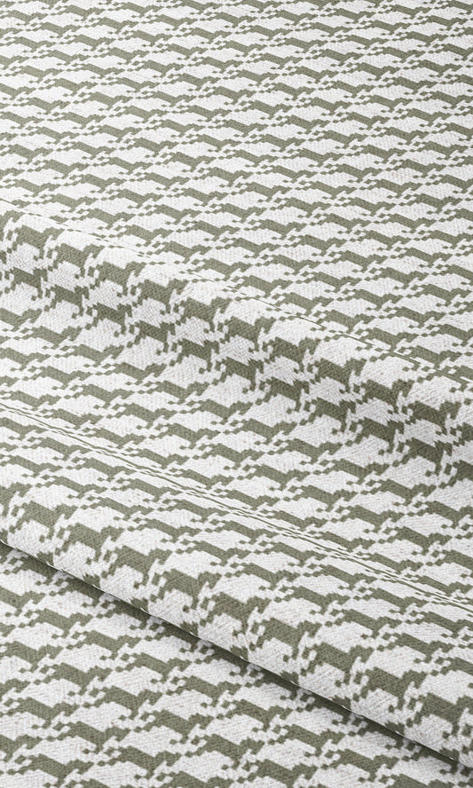 Equestrian Print Home Decor Fabric Sample (Moss Green/ White)