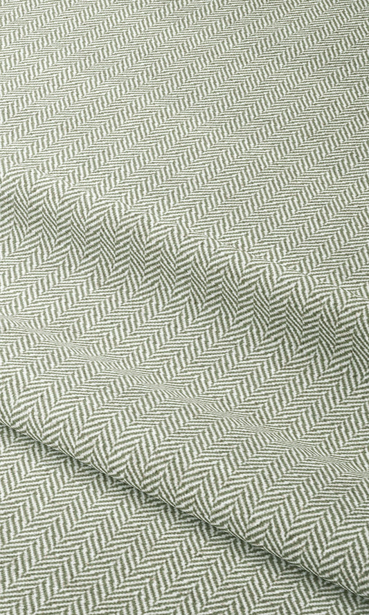Herringbone Home Decor Fabric By the Yard (Moss Green/ White)