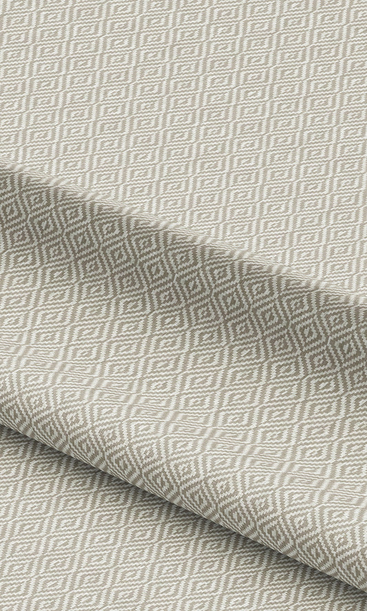 Diamond Check Curtains / Drapes / Window Drapery Panels (Greige)