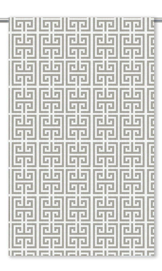 Greek Key Print Home Decor Fabric By the Yard (Dove Gray/ White)