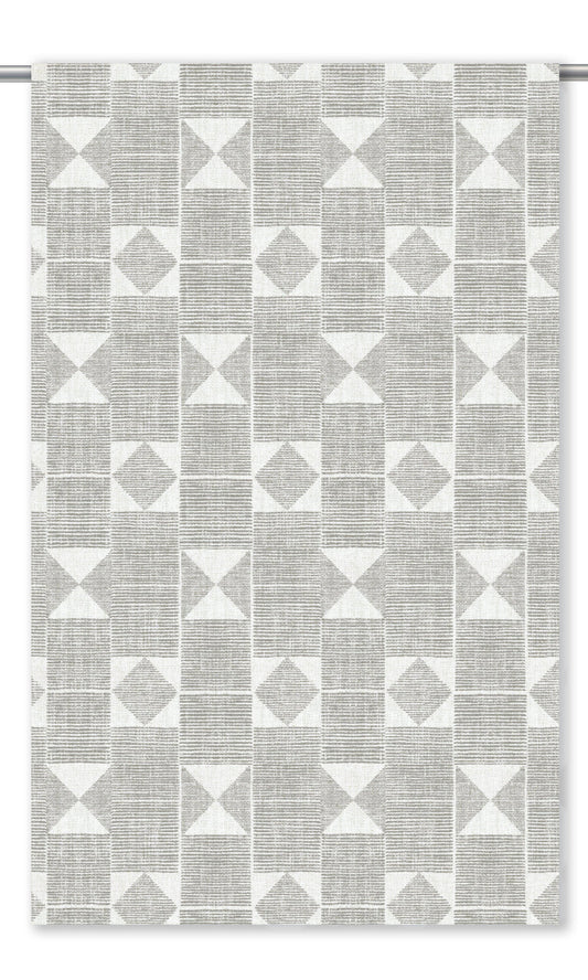 Geometric Print Drapery (Dove Gray/ White)