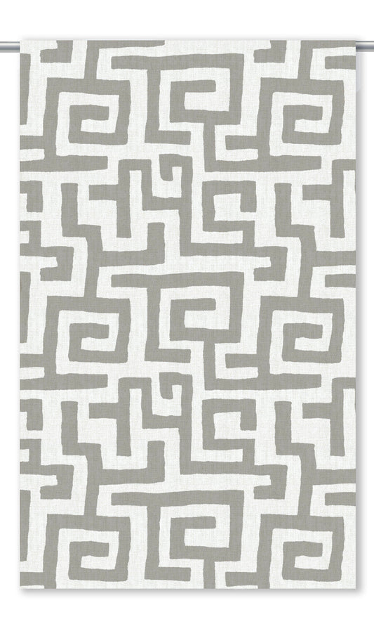 Greek Key Maze Home Decor Fabric By the Yard (Dove Gray/ White)