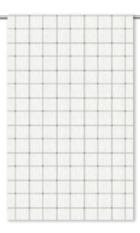 Tattersall Checkered Home Decor Fabric Sample (Dove Gray/ White)
