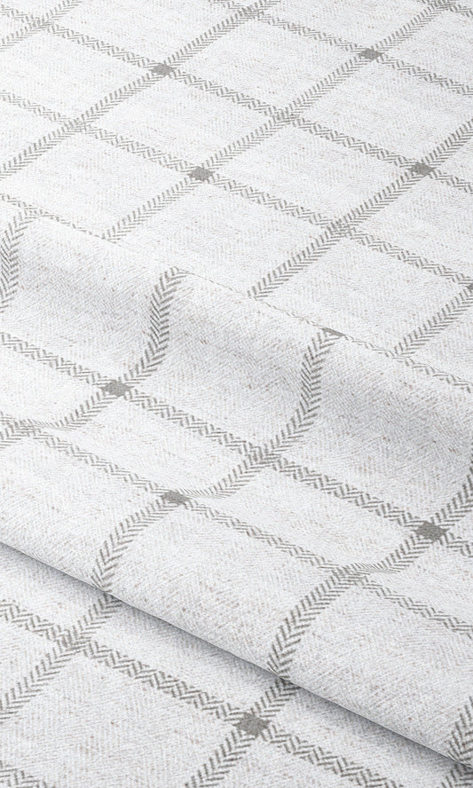 Tattersall Checkered Home Decor Fabric By the Yard (Dove Gray/ White)
