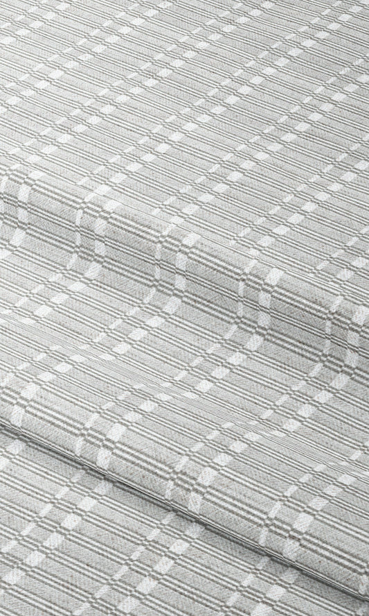 Rattan Striped Home Decor Fabric By the Yard (Dove Gray/ White)