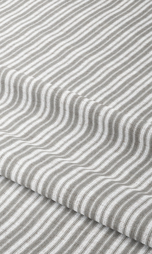 Ticking Stripe Home Decor Fabric By the Yard (Dove Gray/ White)