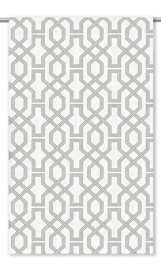 Trellis Patterned Home Decor Fabric By the Yard (Dove Gray/ White)