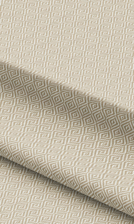 Diamond Check Curtains / Drapes / Window Drapery Panels (Wheat Beige)
