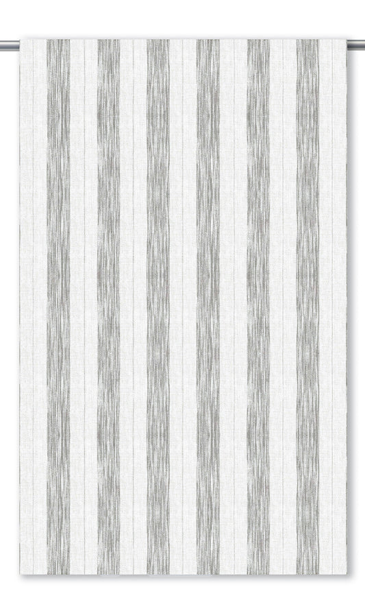 Faded-Effect Awning Stripes Window Curtains (Dove Gray/ White)