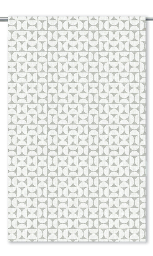 Geometric Print Drapery (Dove Gray/ White)