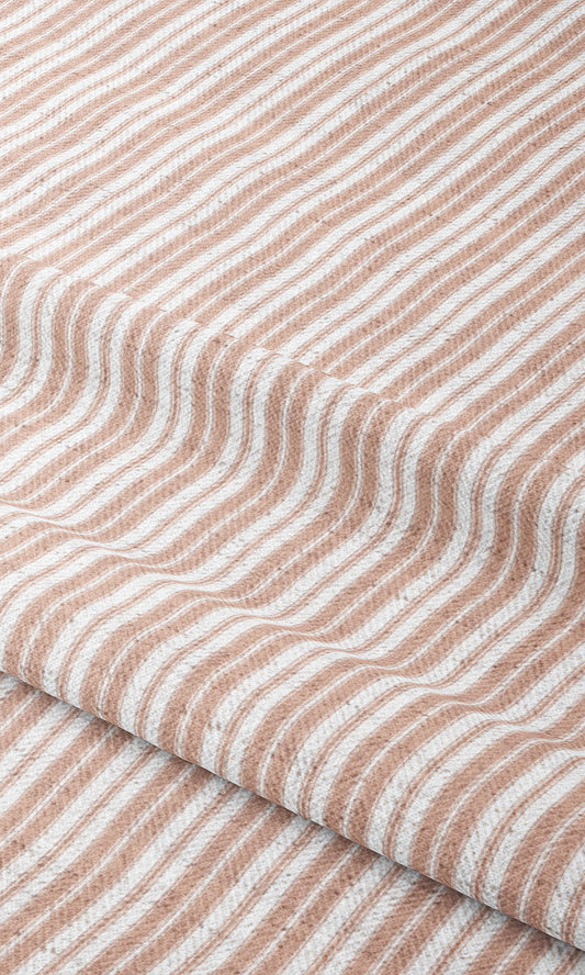 Ticking Stripe Home Decor Fabric By the Yard (Blush Pink/ White)