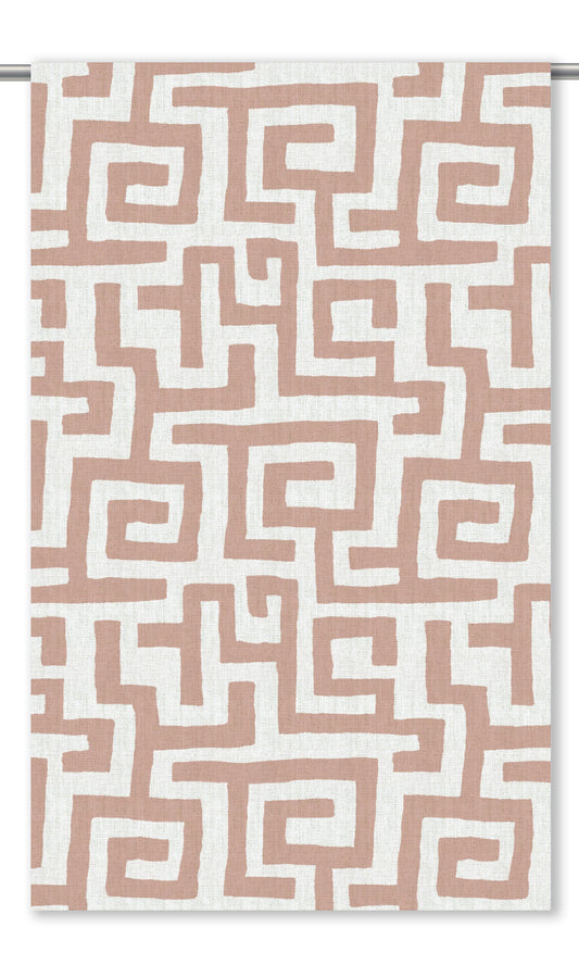 Greek Key Maze Home Decor Fabric By the Yard (Blush Pink/ White)