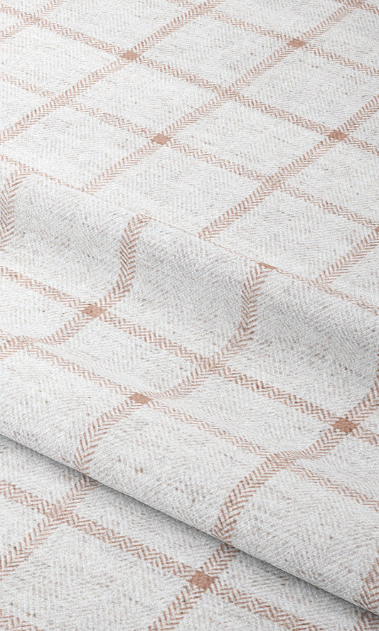 Tattersall Checkered Home Decor Fabric Sample (Blush Pink/ White)