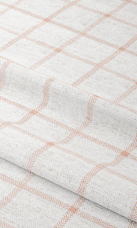 Tattersall Checkered Window Shades (Blush Pink/ White)