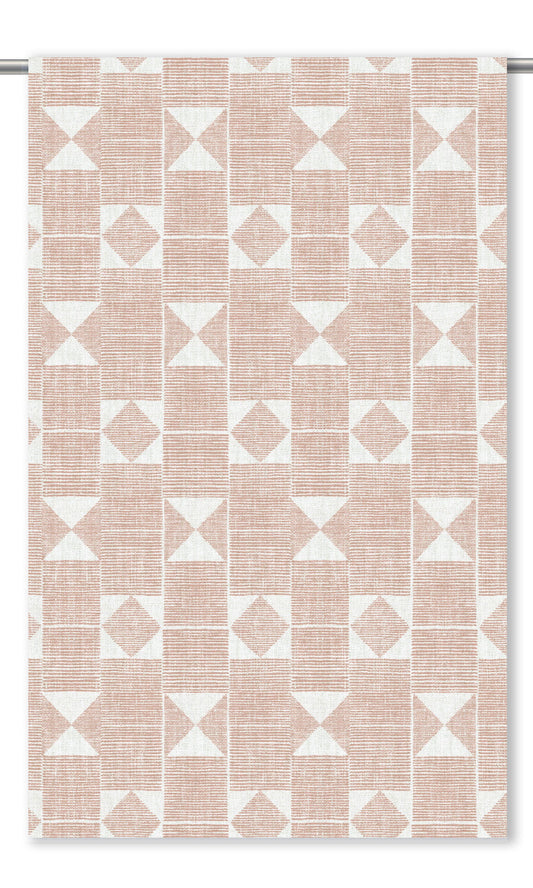 Geometric Print Home Decor Fabric By the Yard (Blush Pink/ White)