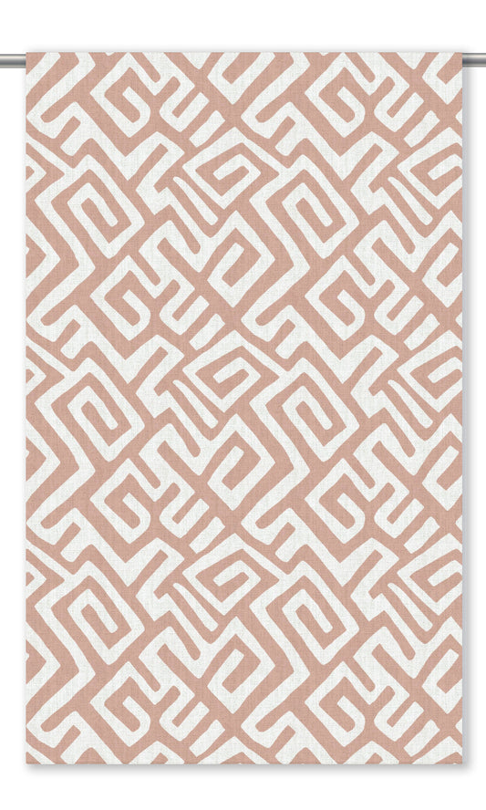 Greek Key Maze Home Decor Fabric By the Yard (Blush Pink/ White)
