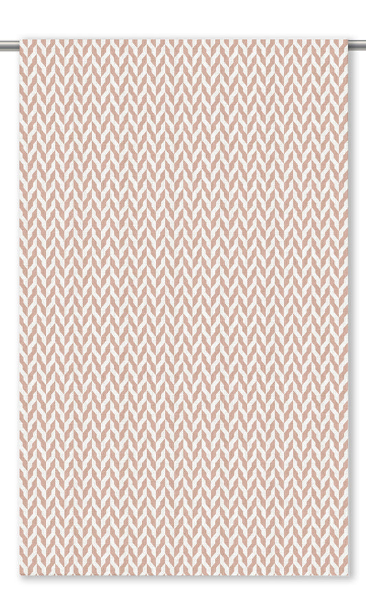 Modern Herringbone Window Curtains (Blush Pink/ White)