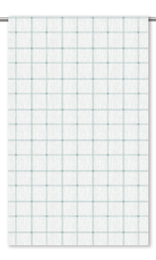 Tattersall Checkered Window Shades (Soft Aqua Blue/ White)