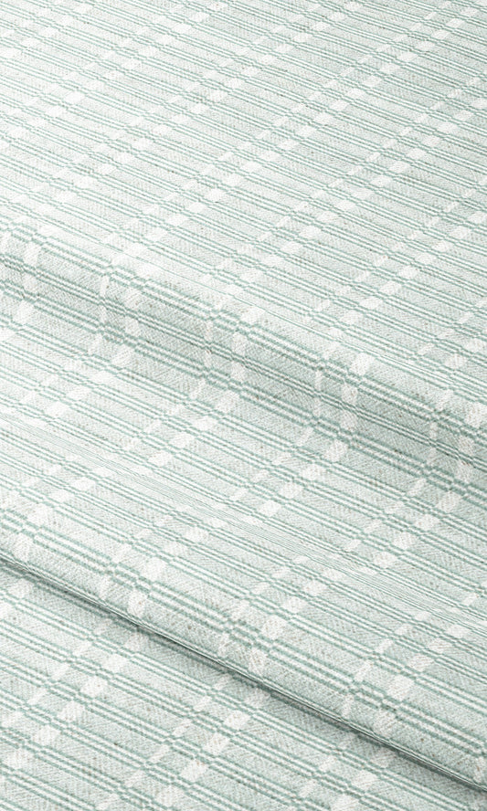 Rattan Striped Home Decor Fabric By the Yard (Soft Aqua Blue/ White)