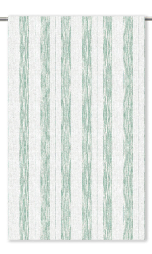 Faded-Effect Awning Stripes Home Decor Fabric Sample (Soft Aqua Blue/ White)