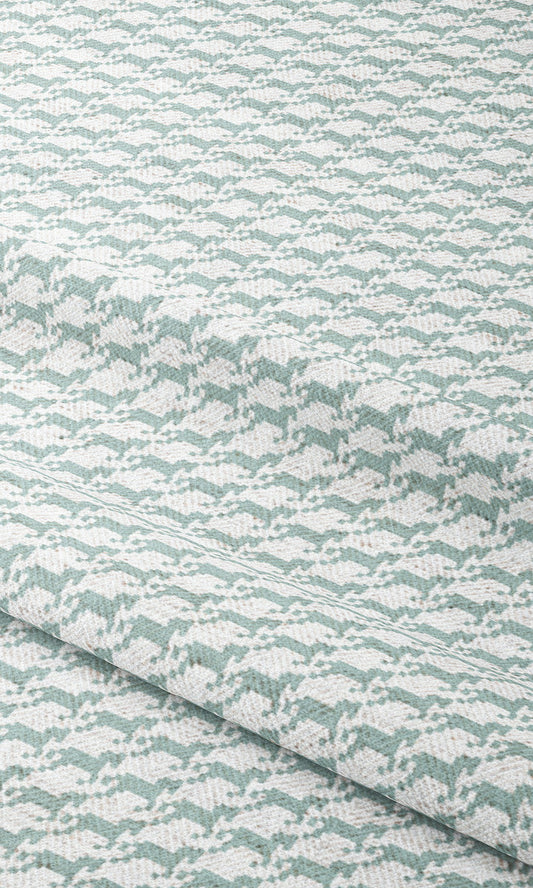 Equestrian Print Drapery (Soft Aqua Blue/ White)