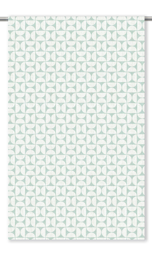 Geometric Print Home Decor Fabric Sample (Soft Aqua Blue/ White)
