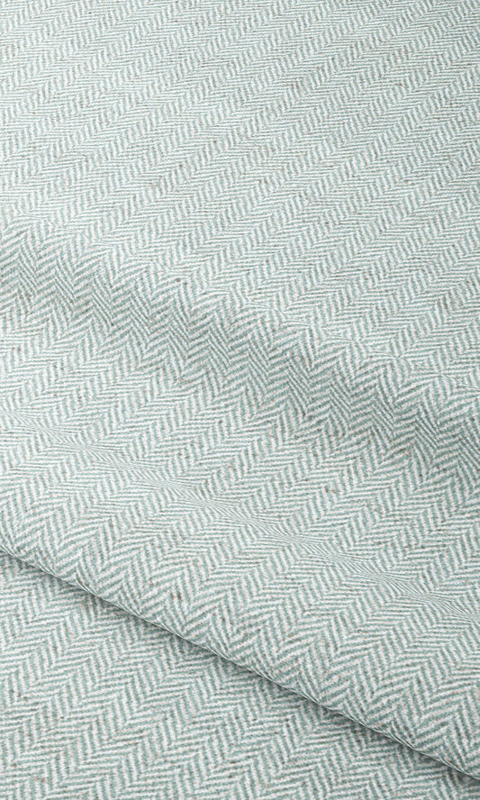 Herringbone Home Decor Fabric By the Yard (Soft Aqua Blue/ White)