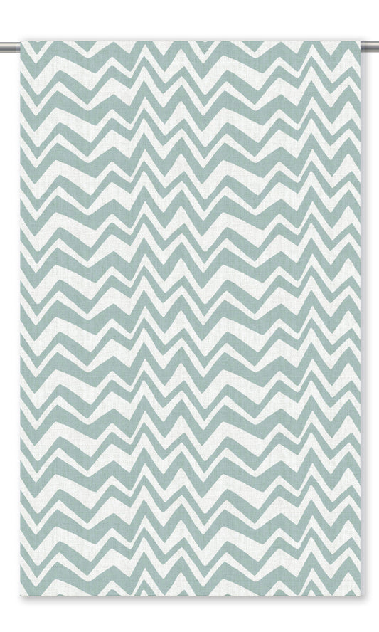 Chevron/ Zig Zag Print Drapery (Soft Aqua Blue/ White)