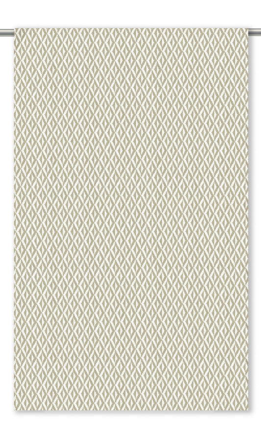 Diamond Check Curtain Panels (Beige/ White)