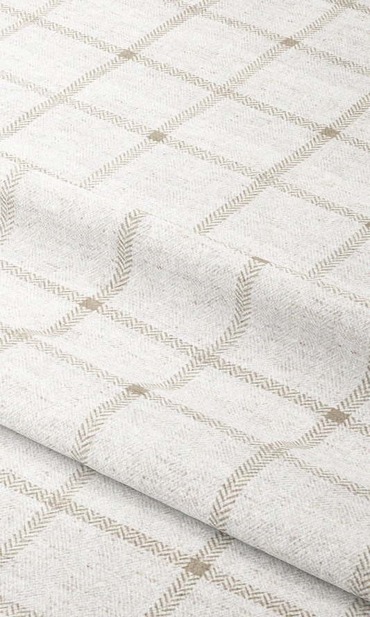 Tattersall Checkered Home Decor Fabric Sample (Beige/ White)
