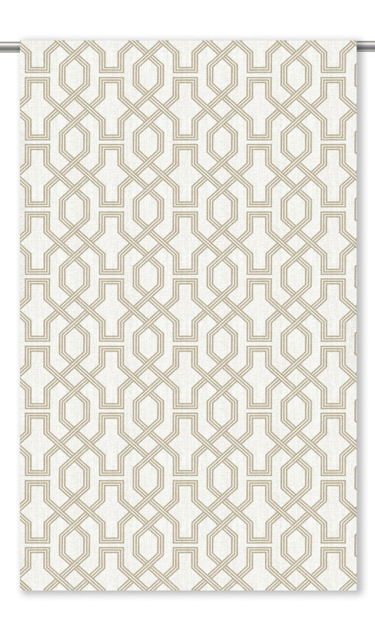 Trellis Patterned Window Curtains (Beige/ White)