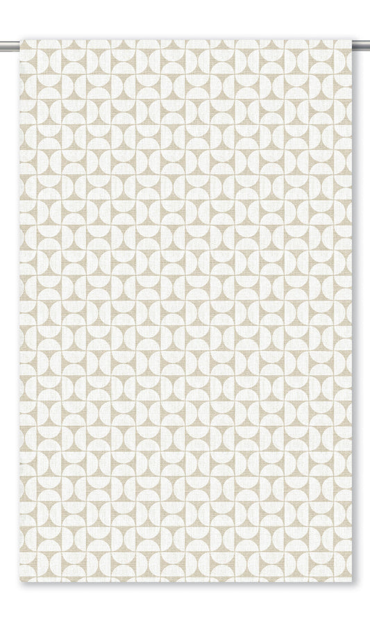Geometric Print Home Decor Fabric Sample (Beige/ White)